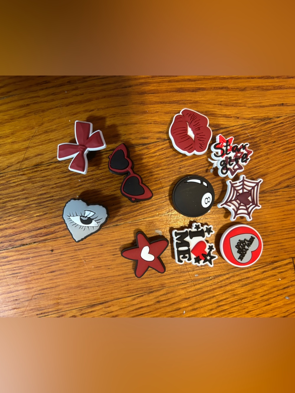 Croc Jibit Assorted Red & Black Charms for Crocs